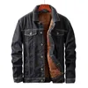 Winter Männer Dicke Jacken und Mäntel Warme Fleece Denim Jacke Fi Herren Schwarz Vintage Männer Mantel Plus Große Größe M-5XL H7Im #