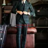 england Busin Suits For Men Slim Fit Green Plaid Check 3 Pieces Set Jacket Vest Pants Groom Wear Banquet Party Tuxedo Tailore u4tx#