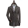 Herrjackor män ull smart casual jacka outwear med avtagbar halsduk fäste vinter vridning krage kappa hög kvalitet