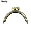 10 Pcs/Lot 8.5 CM Antique Bronze Semicircle Metal Purse Frame Heart Kiss Clasp Handle For Bag Accessory 240322