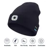 Berets Bluetooth-kompatibel LED Hut Elastische Gestrickte Winter Kappe Wiederaufladbare Hohe Helligkeit Beleuchtung Drahtlose Musik Unisex Beanie