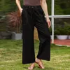 Damesbroeken Dames Werk Business Casual Vrouwelijk Effen Kleur Losse Multi-zakken Elastische riem Taille Lange broek Veelzijdig