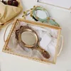 Small Handheld Makeup Mirror Vintage Portable Home Desk Mini Gold Mirror Vanity Bedroom Espelho De Maquiagem Asthetic Room Decor 240314