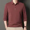 Outono masculino busin escritório polo-pescoço camisa masculina roupas fi casual lg manga sólida pullovers de secagem rápida camiseta c6tS #