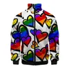 più nuovo LGBT Fi 3D Stand collare Uomo Donna Bandiera arcobaleno Lesbiche Gay Giacca con cerniera Casual Lg Manica Giacca Cappotto Abbigliamento 96zA #