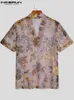 Inderun Men Shirt FR Print V Neck 2023 Krótkie rękawie oddychające streetwearu Siatka Siatka Casual Camisas Lux Men Ubranie S-5xl 19za#