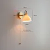 Wall Lamp Japanese Niche All Copper With Cable Switch White Jade Glass Design Sense Of Personality Retro Balcony Bedroom Bedside