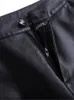 Bermuda in pelle PU nera per donna Pantaloncini lunghi larghi Moto punk a vita alta Lunghezza al ginocchio Bermuda Femme 240312