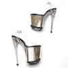 Dance Shoes Women Fashion 20CM/8inches PVC Upper Plating Platform Sexy High Heels Sandals Pole 235