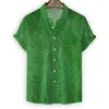 Chemises décontractées pour hommes Feuilles vertes Chemise hawaïenne Hommes Femmes Été Plage Vacances Tops à manches courtes Bouton T 3D Imprimer Art Blouse Vêtements