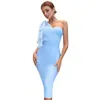 Bandage Single Shoulder Mesh Bow Fashionable And Elegant Evening Dress 506147