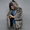 Cappotto di pelliccia sintetica invernale da uomo con cappuccio High Street sciolto casual caldo giacca Lg giacca a vento uomo cappotto di pelliccia finta soprabito abbigliamento uomo A1vj #