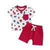 衣料品セット幼児の男の子の女の子の夏の服をセットウエスタンファームチキンプリント半袖Tシャツとショートパンツセット幼児服
