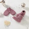 Born bébé chaussures gants ensemble tricot infantile fille garçon bottes mitaine mode solide 2 PC enfant en bas âge enfant SlipOn lit fait à la main 018 M 240313