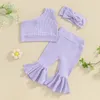 Zestawy odzieży 0-4y Baby Girls Summer Stoły jedno ramionowe topy z czołgami Flare Pants 3D Bow Głowa Moda maluch