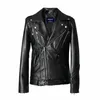 Veste de moto en cuir PU pour hommes, fermeture éclair multiple, Punk Rock, col roulé, Slim W, marque, Fi, printemps et automne p80C #