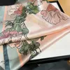 Lenço floral 100% lenço de seda pura para mulheres quadrado xale fita de cabelo bandana marca luxo pescoço gravata pulso envoltório bandana 240312