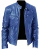 2024 Chaqueta de cuero de la motocicleta Hombres Slim Short-Coat Collar PU Chaquetas Otoño Invierno A prueba de viento Abrigo de cuero Blazer Hombres Blazers 5XL M2gm #