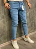 Högkvalitativ 2023 FI European American Classic Solid Wing Denim Pants Casual Men's Stretch Trouser Blue Skinny Jeans Men G253#