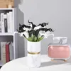 장식용 꽃 20pcs Calla Lily 신부 웨딩 꽃가루 PU 인공 배열 홈 오피스 파티 장식 (흑백)