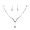 Ensemble collier et boucles d'oreilles pour femmes, cadeau tendance, goutte d'eau exquise, brillant, bijoux de mariage de luxe, cristal de Style coréen