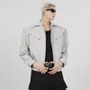 Breve Pu Giacca di pelle da uomo Spalla Stand Collare Trend Bomber Outwear 2023 Coreano Streetwear Zipper Cappotto moto unisex 20qZ #