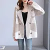 Women's Jackets Imitation Mink Velvet Coat Women Jacquard Autumn Winter Knitted Double-Sided Female Korean Knit Jacket