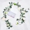 Decorative Flowers Zero Maintenance Flower Garland Wedding Artificial Elegant Eucalyptus Rose For Home Garden Indoor