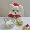 Dog Apparel Ins Christmas Year Cute Plush Ears Pet Poncho Warm Hooded Bib Cat Puppy Outfit Bichon Teddy Scarf Clothes