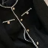 女性秋のクラシックスモールフレグランスブラックツイードスーツジャケットレディースオルブレザーウールクロップドコートエレガントな短いアウター240321