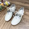 Buty swobodne kobiety singiel 2024 Spring Sofe Sole Non-Slip Oxfords Flat Comfort Lace Up Light Woman Walking