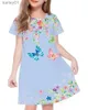 Robes de fille Robe de petite fille pour enfants fleur papillon animal robe a-ligne vacances quotidiennes loisirs genou sur robe douce yq240327