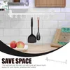 Kitchen Storage Double-pole Multi-functional Nail-free Wall-mounted Movable 8-row Hook Utensil Rack Rail Cutlery