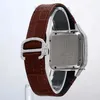 Ceinture en cuir marron de conception personnalisée, buss entièrement glacé, cadran carré VVS Clarity White Moissanite Diamond, montre pour hommes à prix d'usine