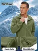 Tacvasen Men's Fleece Jacket Full Zip Tactical Jackets Outdoor Handing Coats With Zipper Pockets Work Jacket Windbreaker Overcoat D1XO#