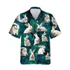 Camisas casuales para hombres Feliz día de Pascua para hombres Impresión 3D Huevo Gráfico Camisa de playa hawaiana Blusas con botones de dibujos animados Tops