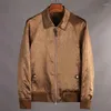 남성용 재킷 고급 실크 글로스 고성능 아세테이트 직물 봄 여름 캐주얼 비즈니스 재킷 라펠 얇은 코트