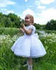 39 år vit tyll tjejklänning paljett bågar barns första nattvards bollklänning bröllop fest brudtärna barn prinsessa 240320