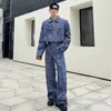 Luzhen Style coréen hommes ensembles trois dimensions épissage Niche Design veste en jean beau plissé Baggy Jeans deux pièces E5df5d 61Z6 #