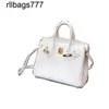 Luxurys Genuine Leather Bk Handbag Women's with Lychee Grain Top Layer Cow Pure White Classic Style Fashionable One-shoulder Messenger