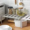 Кухонный стеллаж для хранения серого цвета из АБС-пластика, свободный расширяемый органайзер для полки для шкафа большой емкости для специй