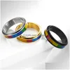 Band Rings 6Mm Rotatable Stainless Steel Rainbow Flag Ring Lala Homouality Lesbian For Lover Women Men Fashion Jewelry Drop Delivery Otgrq