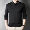 Polos pour hommes printemps et automne 2024 mode épissage pull col rabattu bouton coupe ajustée séchage rapide hauts à manches longues