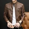 2023 Hommes Automne Nouveau col montant Veste en cuir Jeunesse Cool Tendance Beau PU Veste en cuir T7XE #