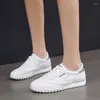 Walking Shoes Women Lace Up Fashion Sneakers Board White Casual Vulcanized Platform Trend Light Tennis Running Ladies Flats