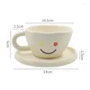 Canecas estilo japonês criativo sorriso café com pires bonito dos desenhos animados café da manhã copo de leite meninas simples cerâmica copos de água