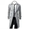 mens Double Breasted Trench Coat 2023 Winter New Wool Blend High Quality Fi Casual Slim Fit Solid Color Mens Coat Jacket S3x3#