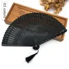 Decorative Figurines Wholesale 50pcs Black Full Bamboo Round Geomitric Pattern Chinese Hand Fan Wedding Invitation