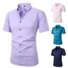 Summer Solid Color Business Shirts Fashion Classic Basic Casual Slim White Short Sleeve Dress Shirt Clothes Plus Size S-6XL 7XL 8XL