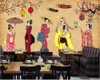 Wallpapers WELLYU Fashion Silk Cloth Wallpaper Sexy Japanese Vintage Character Shop Sushi Background Wall Papel De Parede 3d Wallpaper3D